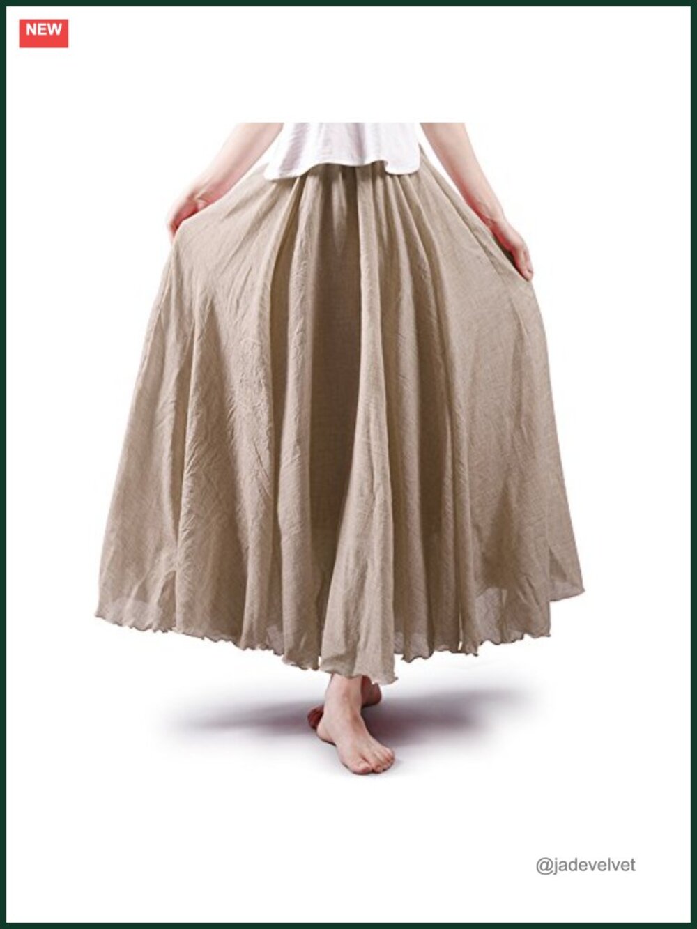OCHENTA Women's Long Flowy Maxi Skirt Cotton Linen Boho A-Line Skirts